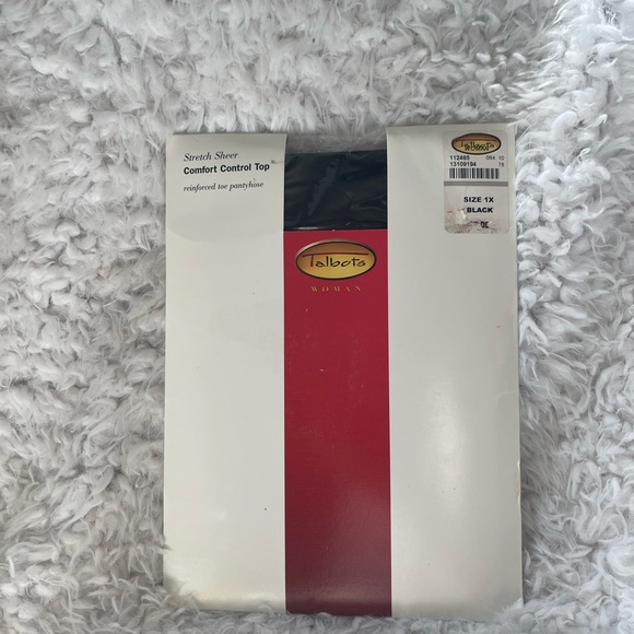 VTGTalbots Comfort Control Top reinforced toe Black Stretch Sheer pantyhose SZ1X - Picture 1 of 5